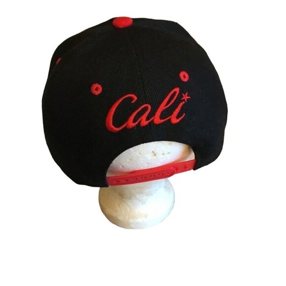 California Republic Bear Baseball Trucker Hat Cap Black Red Embroidered Snapback - Picture 3 of 5